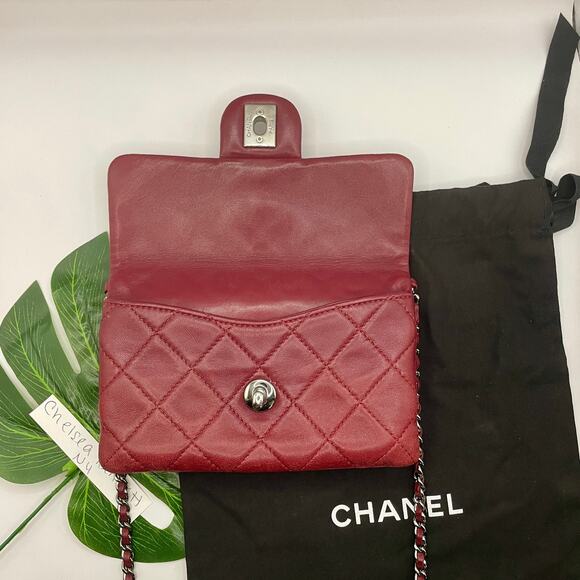 Chanel Quilted Flap Bag Classic Lambskin WOC Mini Wallet on Chain Mineral Nights - Picture 14 of 16